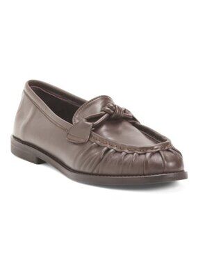 FABRIZIO CHINI Made In Italy Leather Toe Box Loafers With Ornament Lining And So
